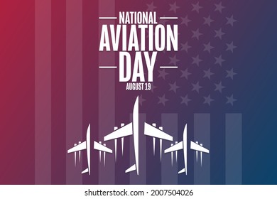 National Aviation Day. August 19. Holiday concept. Template for background, banner, card, poster with text inscription. Vector EPS10 illustration