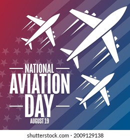 National Aviation Day. August 19. Holiday concept. Template for background, banner, card, poster with text inscription. Vector EPS10 illustration