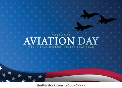 National Aviation Day Banner with Fighter Jets and Flag