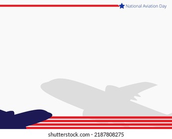 National Aviation Day with a blue plane star and red stripe, presentation background with copy space area, poster background, vector design.