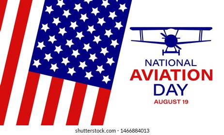 National Aviation Day. Celebrated in United States in August 19. Concept design for poster, greeting card, banner,background. Vector EPS 10.