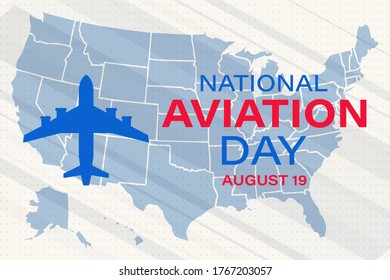 National Aviation Day. Celebrated in United States in August 19. Concept design for poster, greeting card, banner,background. Vector EPS 10.