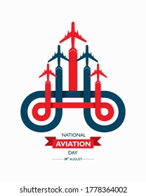 National Aviation Day. Celebrated in National Aviation Day which is Celebrated in United States in August 19 Concept . Design for poster, greeting card, banner,background.