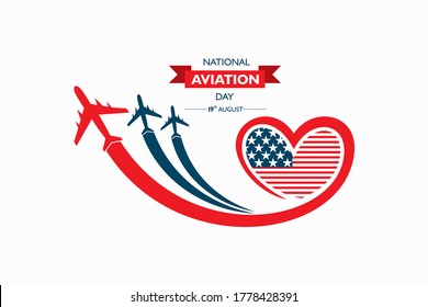 National Aviation Day. Celebrated in National Aviation Day which is Celebrated in United States in August 19 Concept . Design for poster, greeting card, banner,background.