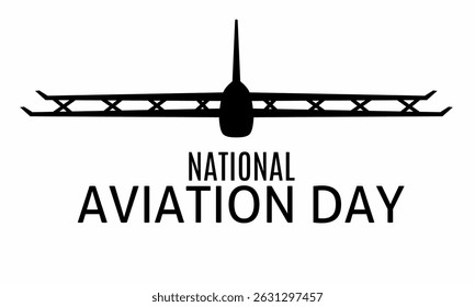 National Aviation Day greeting card. With airplane silhouette.