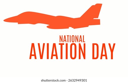 National Aviation Day greeting card. With airplane silhouette.