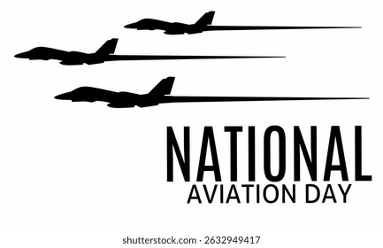 National Aviation Day greeting card. With airplane silhouette.