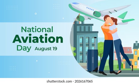 National Aviation Day on August 19 business brochure flyer banner design horizontal template vector, cover presentation abstract, modern publication poster and flag-banner, layout in rectangle size.