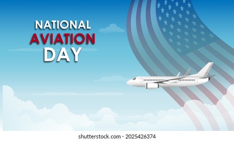 National Aviation Day. Aviation day in United States August 19. Aviation illustration  can use  for banner, poster, greeting card or background. Vector illustration. 
