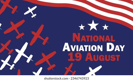 Diseño de banner vectorial del Día de la Aviación Nacional. Feliz Día Nacional de la Aviación, moderna ilustración de afiches gráficos mínimos.