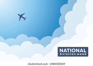 Semana Nacional de la Aviación. Ideal para tarjetas, Anuncios, afiches, redes sociales y más. Fondo azul.