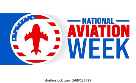 National Aviation Week is observed every year in August. Holiday concept. Template for background, banner, card, poster, placard, design template with unique shapes with standard color.