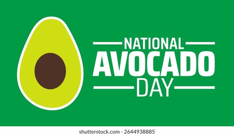 Modelo de banner ou cartaz do Dia Nacional do Abacate. observado todos os anos em julho. Conceito de férias. Use para qualquer modelo, cartão, cartaz, cartaz, modelo.