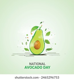 national Avocado Day creative ads design. Avocado vegetable icon isolated on a green background. Avocado Day Poster, July 31. Important day