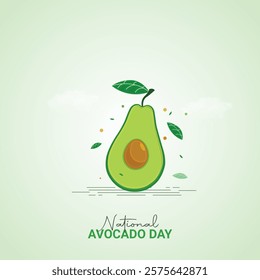 national Avocado Day creative ads design. Avocado vegetable icon isolated on a green background.
