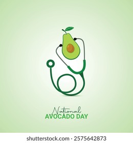 national Avocado Day creative ads design. Avocado vegetable icon isolated on a green background.