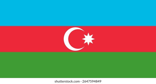 National Azerbaijan flag. High detailed flag of Azerbaijan. Eastern Europe and Western Asia. 3D illustration.