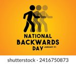 National Backwards Day. January 31. Gradient background. Eps 10.
