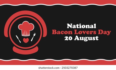 National Bacon Lovers Day Vektorbanner-Design mit geometrischen Formen und lebendigen Farben auf horizontalem Hintergrund.