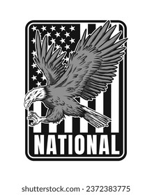 national badge with eagle drawing mascot