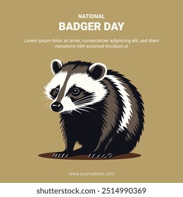 National Badger Day background. Vector illustration.