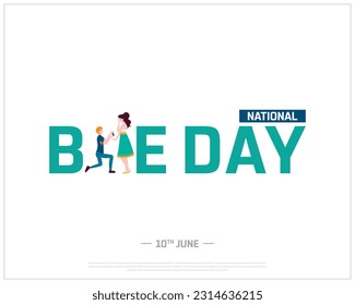National Bae Day, Bae Day, Couple, Relationship, Girlfriend, Boyfriend, National Day, Corporate design, 10th June, Concept, Editable, Typographic Design, typography, Vector, Eps, Background, Beautiful