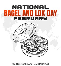 NATIONAL BAGEL AND LOX DAY social media post Vector Illustration on february