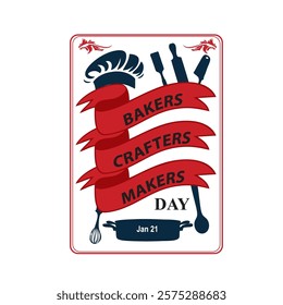 National Bakers crafters makers day label, vector illustration