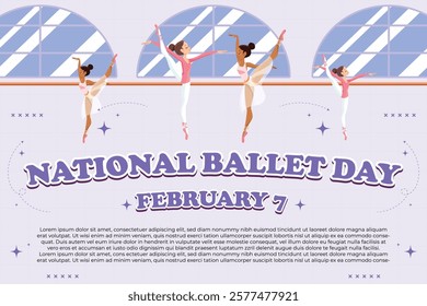 National Ballet Day – February 7, 2025, Attractive design, can be used on all social media platforms, beautiful color combination, get it now for the first purchase.