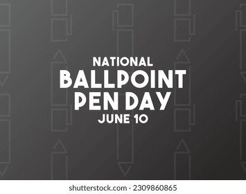 National Ballpoint Pen Day. June 10. Seamless pattern ballpoint pen line icon. Gradient background. Poster, banner, card, background. Eps 10.