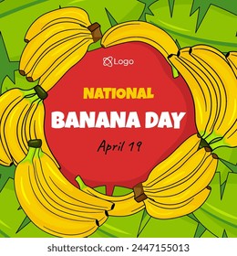 National Banana Day Illustration. Suitable For National Banana Day Celebration, Poster, Social Media Or Background. Illustration Vector With Doodle Style