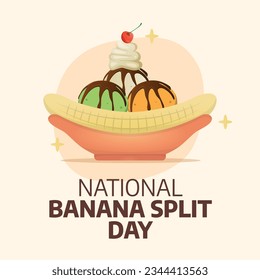 national banana split day design template good for celebration. banana split illustration design. vector illustration. flat design. eps 10.