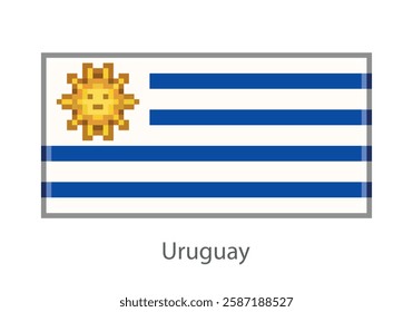 National banner (flag) of Uruguay (mosaic style, pixelart style)