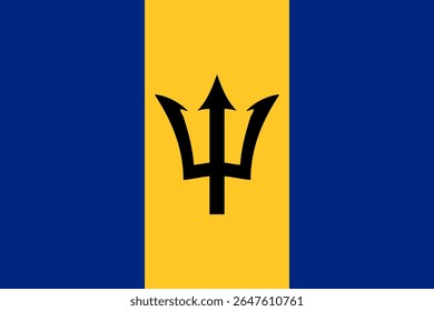 National Barbados flag. High detailed flag of Barbados. North America. 3D illustration.