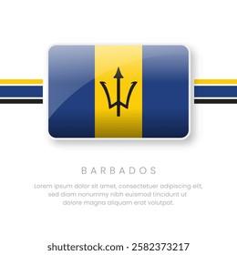 National Barbados Flag.Vector Barbados Button Flag. Realistic National Flag Design and Vector Template