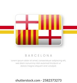 National Barcelona Flag.Vector Barcelona Button Flag. Realistic National Flag Design and Vector Template