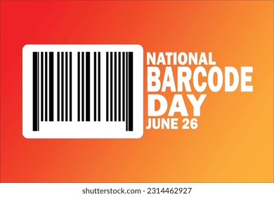 Journée Nationale du Code-barres. 26 juin. Concept de vacances. Modèle pour fond d'écran, bannière, carte, affiche avec inscription de texte. Illustration vectorielle