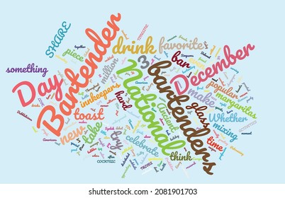 National Bartender Day 3 December Word Cloud In Vector Art Creative Colourful Back Ground