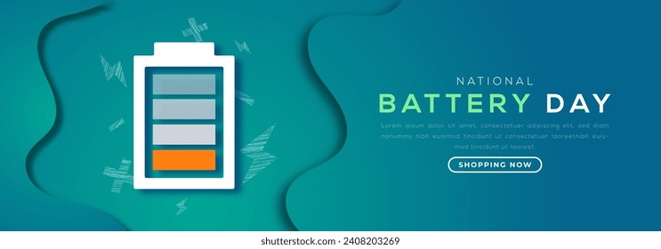 National Battery Day Paper cut style Vector Design Illustration for Background, Poster, Banner, Advertising, Greeting Card