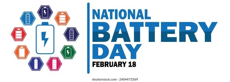 National Battery Day Vector Template Design Illustration. February 18. Suitable for greeting card, poster and banner
