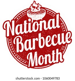 National BBQ month sign or stamp on white background, vector illustration