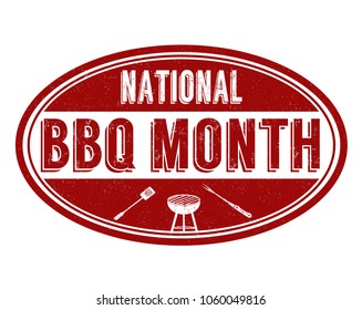 National BBQ month sign or stamp on white background, vector illustration