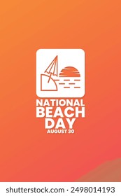 National Beach Day, August 30, suitable for social media post, card greeting, banner, template design, print, suitable for event, website, vector illustration, with illustrations of beach views.