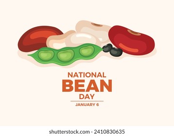National Bean Day poster vector illustration. Pile of different dried beans icon vector. January 6 every year. Important day