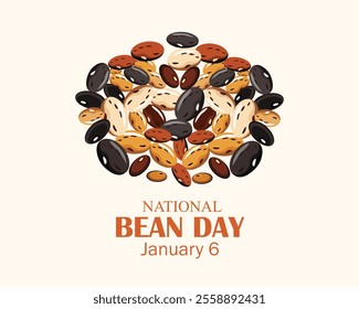 National Bean Day poster vector illustration. Pile of different dried beans icon vector. January 6 every year