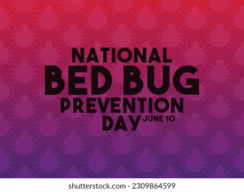 Día nacional de prevención de fallos en la cama. 10 de junio. Icono de error de la cama sin problemas. Fondo de degradado. Cartel, pancarta, tarjeta, fondo. Eps 10.