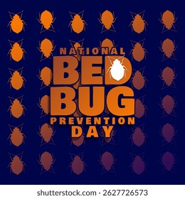 National Bed Bug Prevention Day to celebrate on June 10th. Bold text with an illustration of a white bug on gradient background.