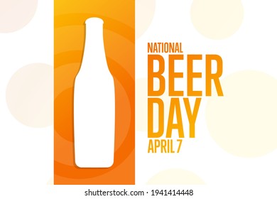 National Beer Day. April 7. Holiday concept. Template for background, banner, card, poster with text inscription. Vector EPS10 illustration