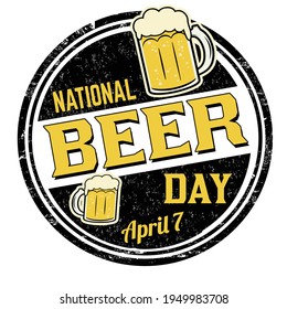 National beer day grunge rubber stamp on white background, vector illustration