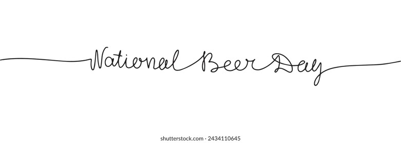 National Beer Day line art text banner. Hand drawn vector art.